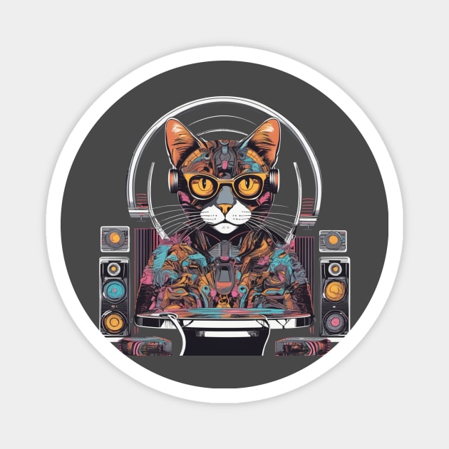 House cat music dj colourful Magnet by Edgi